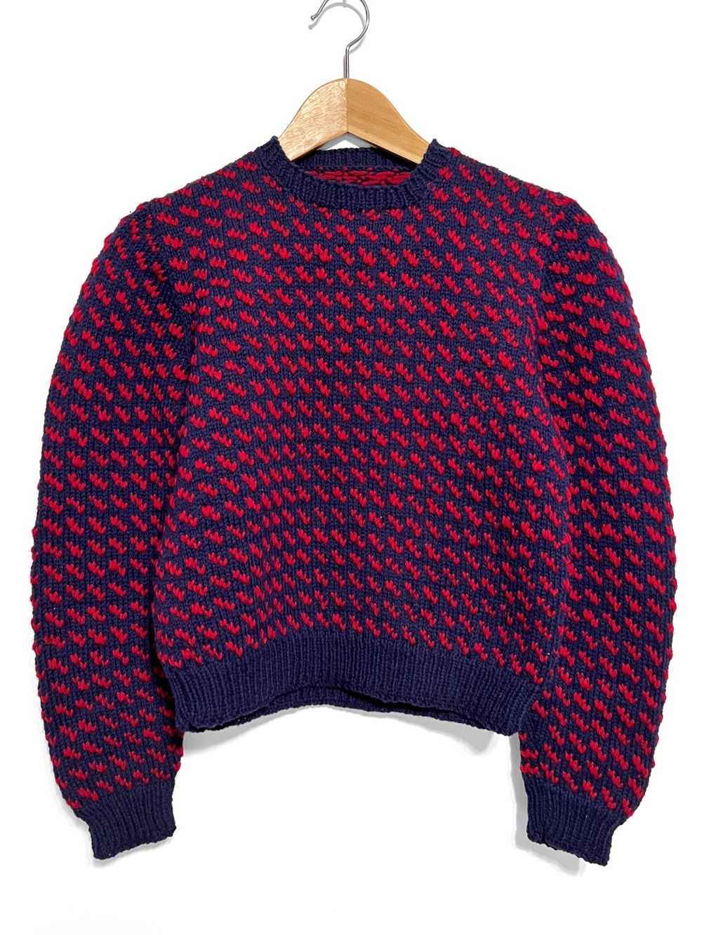 vintage wool 1980s L.L.Bean "birds-eye" knit wool sweater 80s preppy
